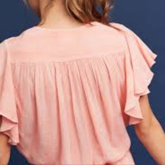 Maeve Anthropologie Nell Wrap Top with flutter sleeves - Picture 2 of 7